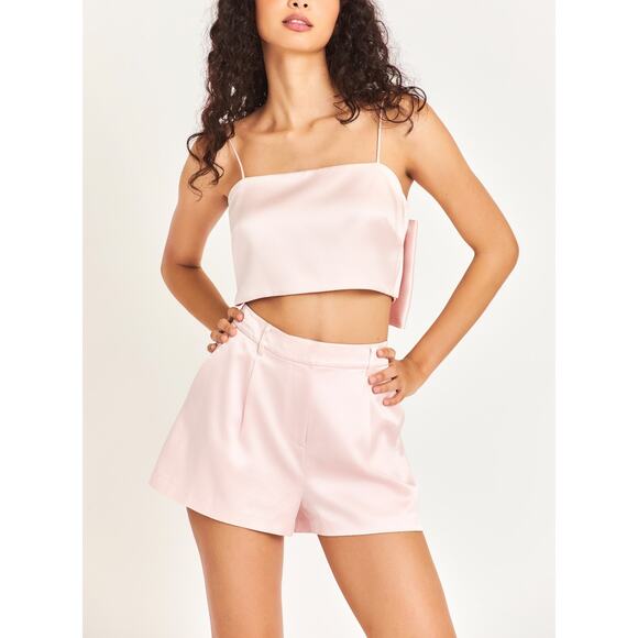 Loveshackfancy 'Perdita' Pink Silk Short Size 2 - Picture 1 of 5